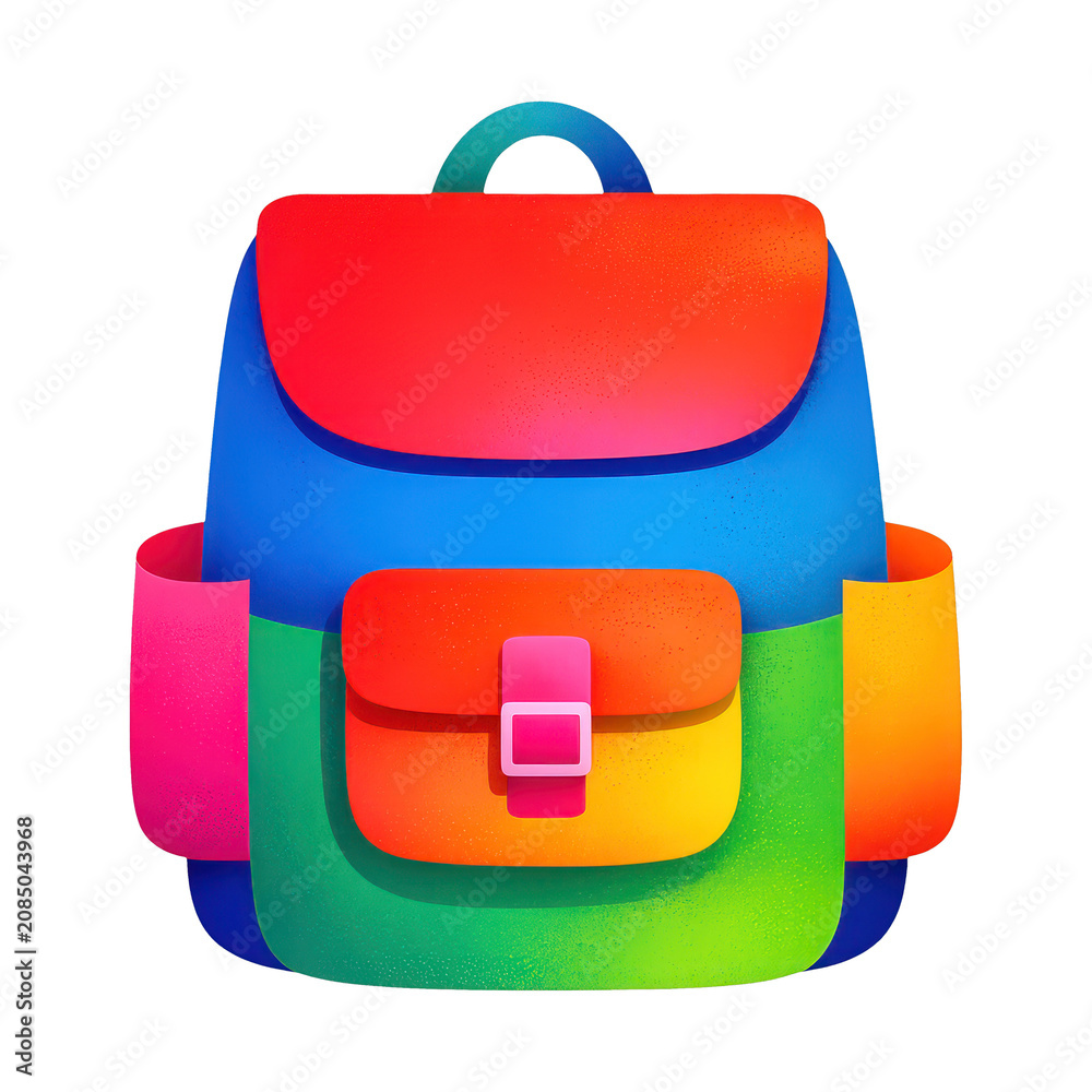 Obraz premium PNG Colorful vibrant backpack illustration.