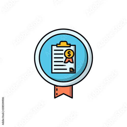 Report Magnifier Checklist Coin Badg Badge Icon