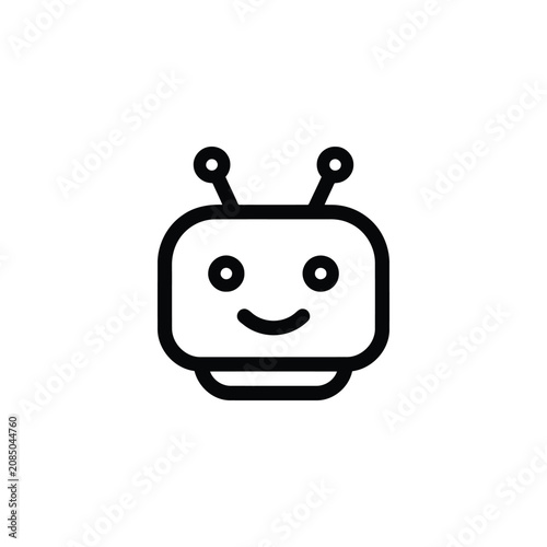 Smiling television icon with antennae