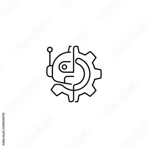 Robot head with gear icon