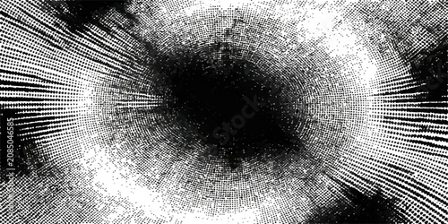 Bild auf Leinwand An abstract, black and white image depicting a vortex or a portal with radiating lines, suggesting cosmic mystery or a conceptual representation of energy and movement