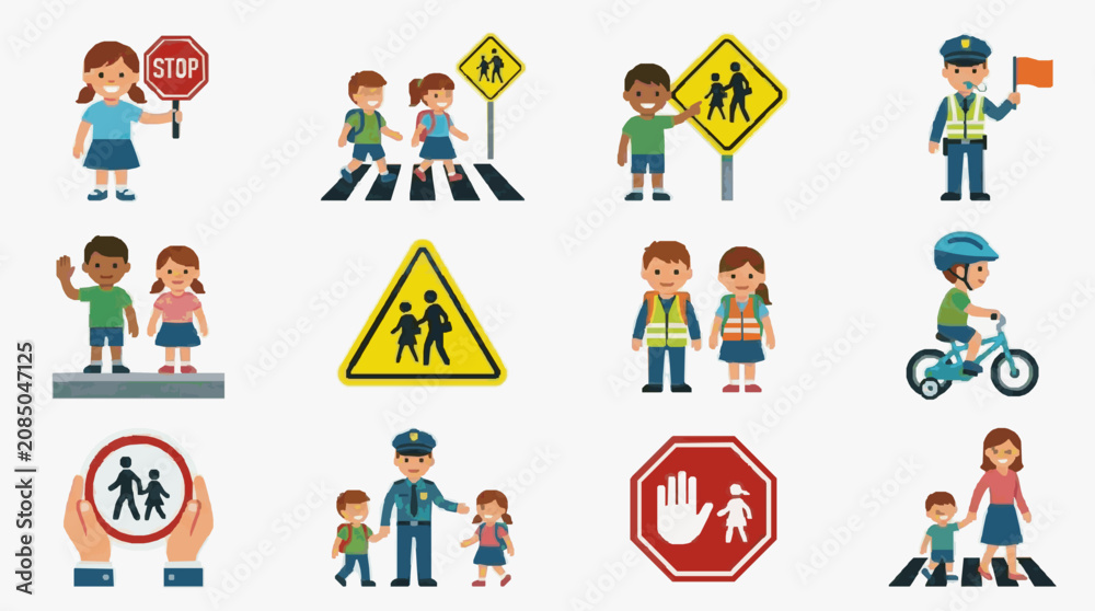 Fototapeta premium Children Learning Traffic Safety Rules.