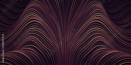 Tableau sur toile An abstract visual of undulating lines in a spectrum of warm, earthy tones creates a sense of depth and rhythmic flow, reminiscent of flowing fabric or seismic waves