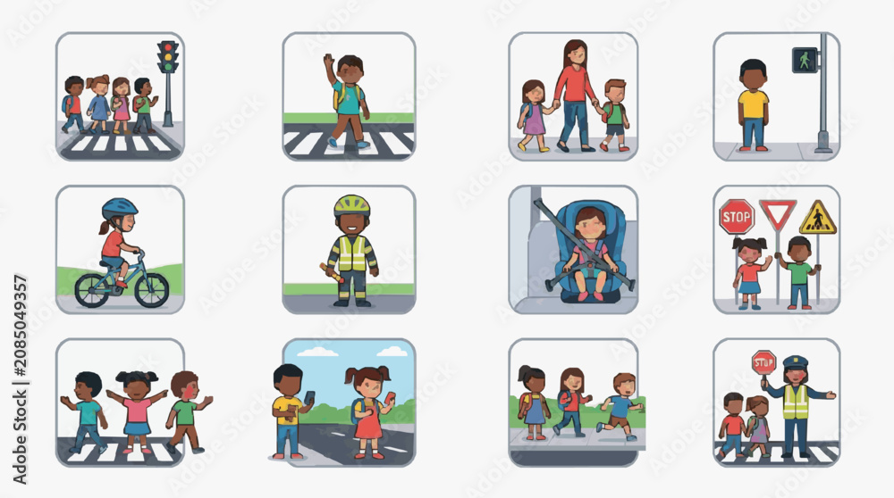 Fototapeta premium Children Learning Traffic Safety Rules.