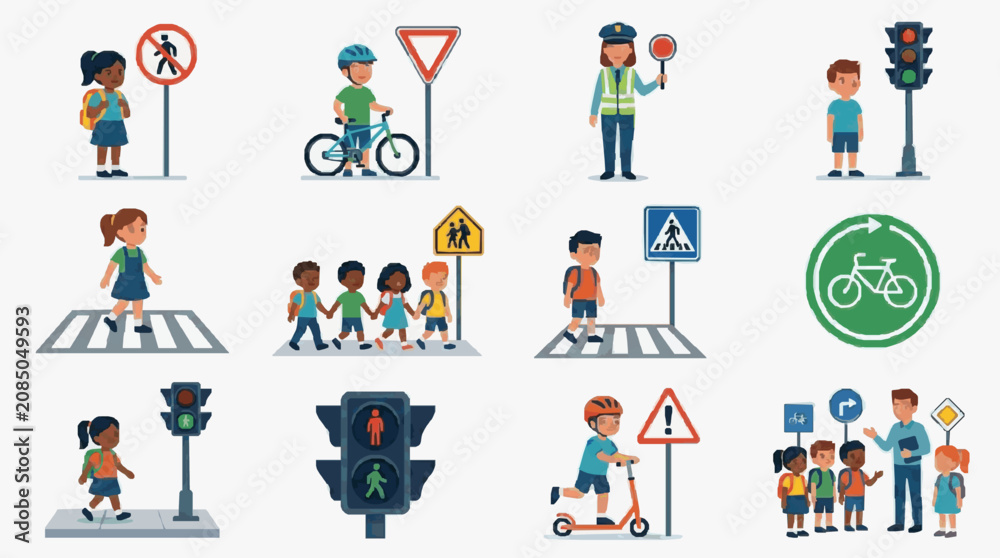 Fototapeta premium Children Learning Traffic Safety Rules.