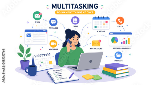 Quadro su tela Concept of effective business multitasking and time management