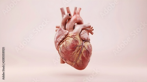 Pink Porcelain Anatomical Heart 3d illustration 3d render