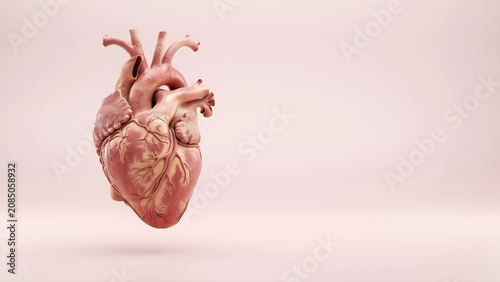 Pink Porcelain Anatomical Heart 3d illustration 3d render