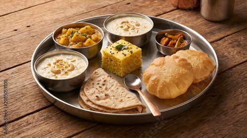 Authentic Indian Vegetarian Thali in Steel Platter