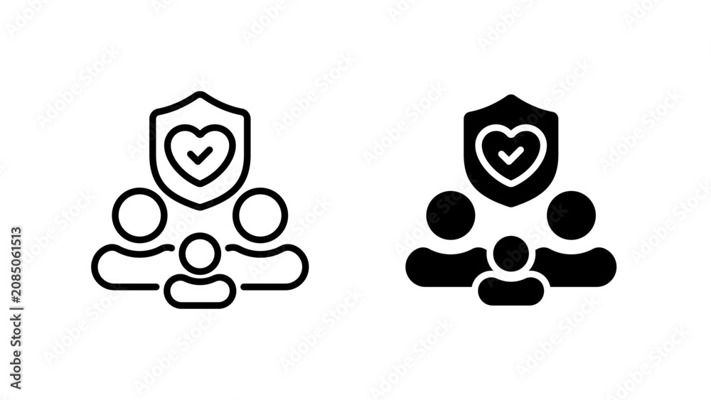 Fototapeta premium Family Insurance Icons, Dual Style Icon Set
