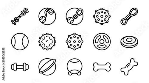 Canvastavla Collection of dog toy icons in a simple line art style.