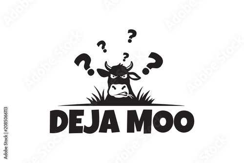 Konstfotografi Deja Moo Funny Cow Pun Illustration Silhouette Vector