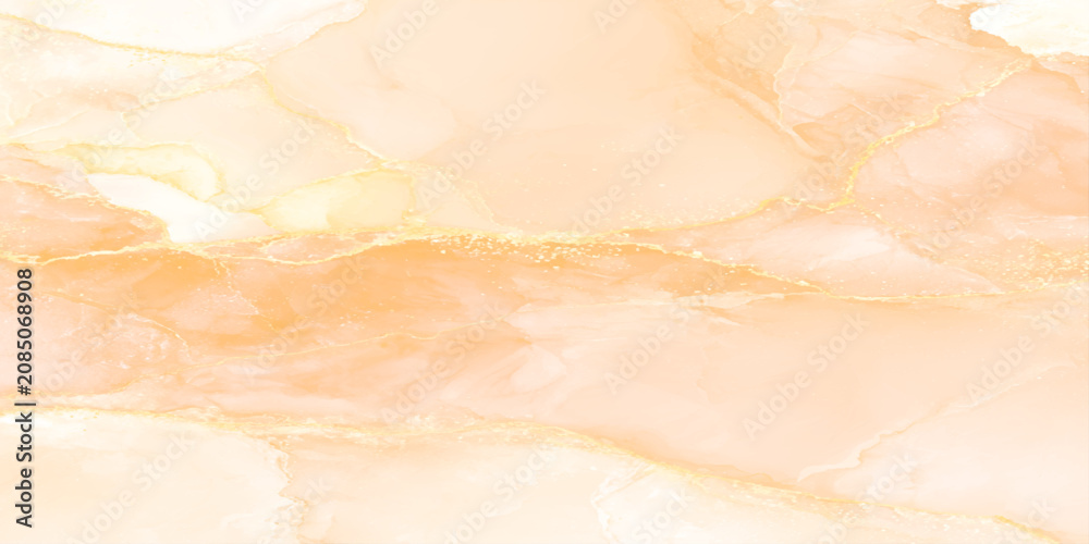 Fototapeta premium Warm peach marble texture with golden veins background