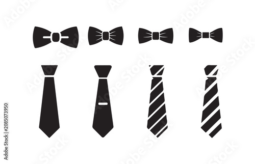 Necktie and bowtie icons set vector illustration isolated on transparent background design.