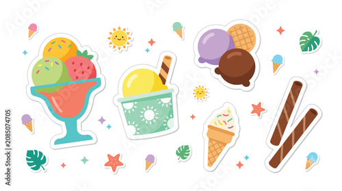 Fotografie Colorful ice cream sweet treats desserts.