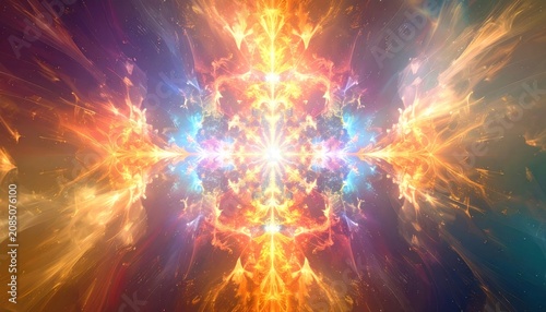 Kaleidoscopic Energy Burst - A Vibrant Display of Light and Color.