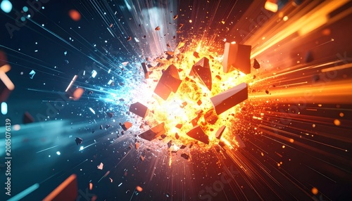 Dynamic Explosion of Energy and Matter in Abstract Space.