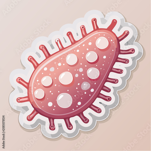 Red virus illustration with spike proteins