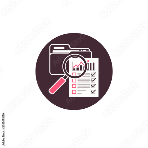 Report Magnifier Folder Chart Badge Icon