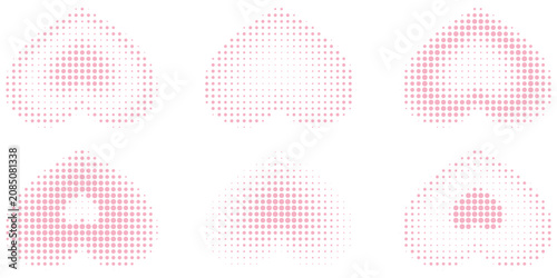Foto Set of different shaped hearts with halftone effect