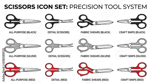 Foto Precision scissors icon set including fabric shears and craft snips