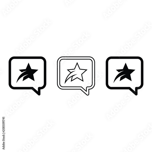 Set of speech bubble icons with star symbol inside