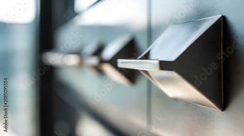levers. Close-up of clean, geometric levers and handles emphasizing directional control with sharp lines. mobility guides, transit brochures, designed for transport & logistics marketing.