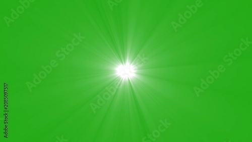 bright white sun light flare loopable 4k animation video on green screen overlay alpha channel.