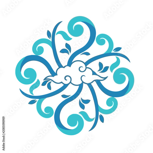 Blue Swirls and Cloud Ornament