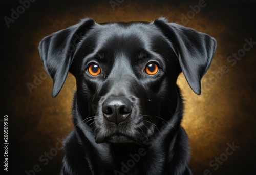 Close-up of a black Labrador Retriever; Portrait of a black Labrador Retriever