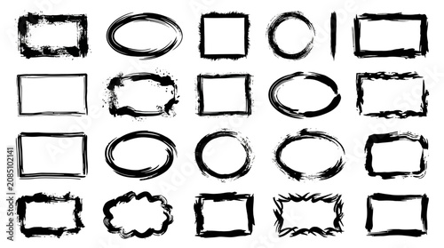Various shapes and frames are scattered across a plain surface.