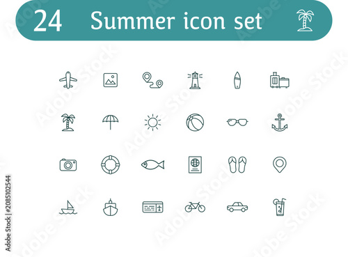 Vacation and summer Line Icons