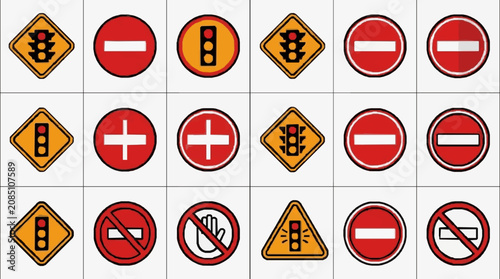 Fotografie Traffic Road Warning Signs Collection.