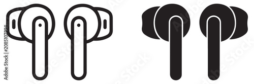 Fotografie Modern in ear headphone icon collection featuring linear and solid wireless earbud vector graphics