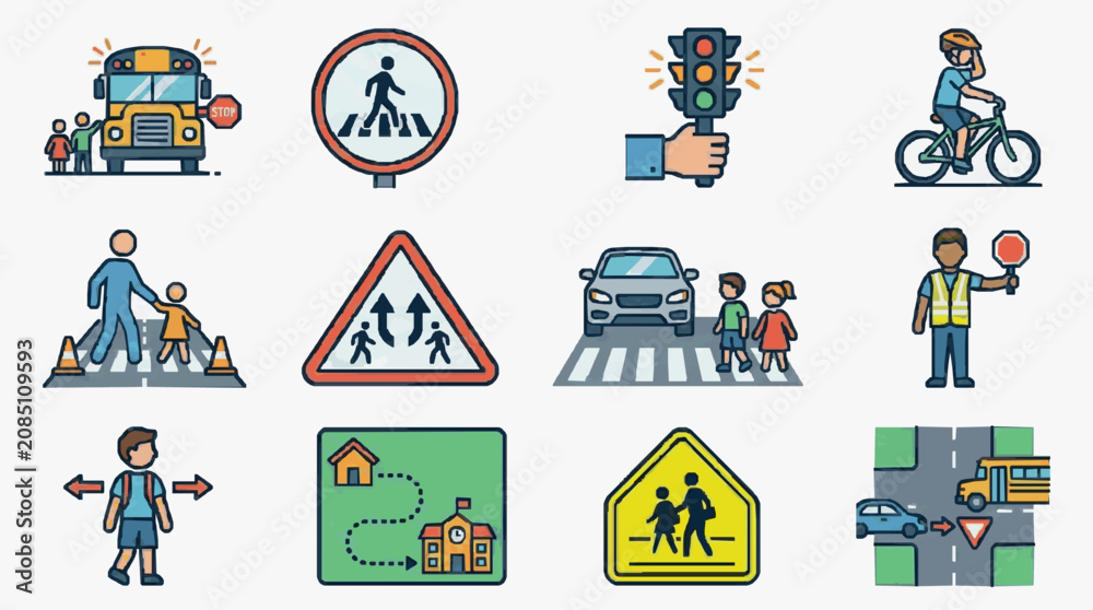 Fototapeta premium Traffic Safety Road Sign Illustrations.