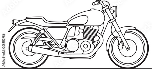 фотографія Retro motorcycle line art silhouette vector illustration isolated on transparent background for classic motorcycle enthusiasts and vintage vehicle lovers
