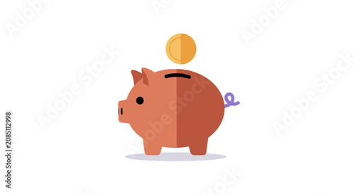 Billede på lærred Piggy bank with gold coin for savings concept