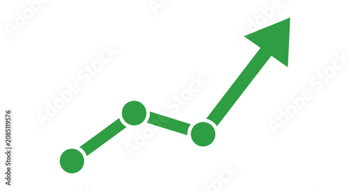 Green upward trend graph representing growth, progress, and success, vector illustration