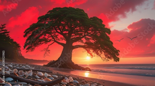 Silhouette of ancient temple at sunset