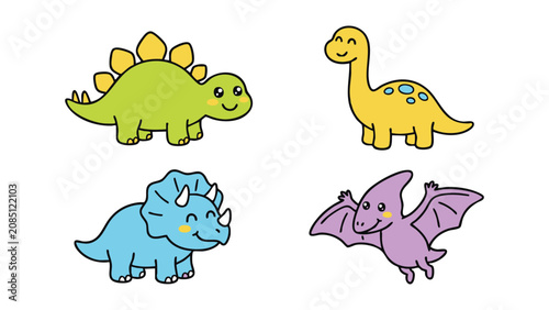 A cute dinosaur character set 
