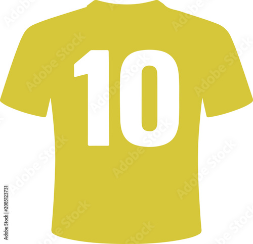 Yellow sports jersey, number 10, athletic wear, team uniform, casual clothing