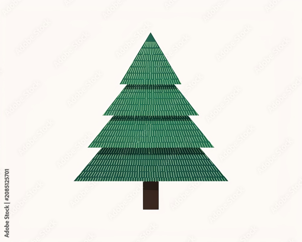 Fototapeta premium Stylized green pine tree with horizontal line texture