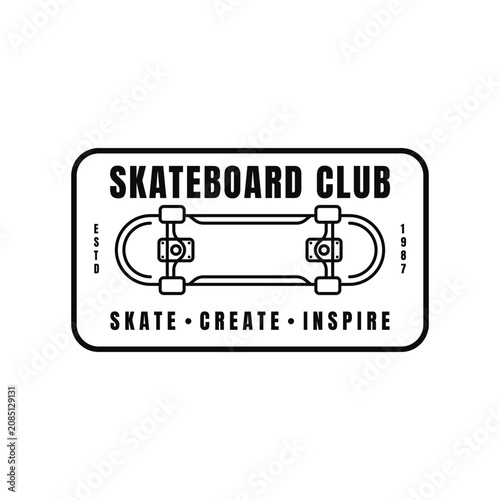 Skateboard Club Emblem Logo Design Vintage Style