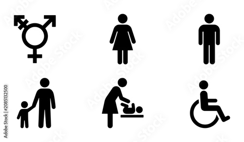 Bild auf Leinwand Gender Neutral, Family, and Accessibility Icons: Transgender, Male, Female, Pare