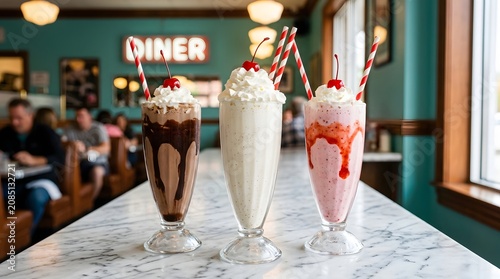 Milkshakes Served at Diner Counter, Vintage Style