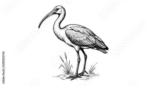 Foto Hand Drawn Ibis Bird Sketch Vector Illustration EPS10