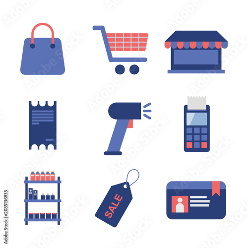 Mall Market Objects Illustration Set