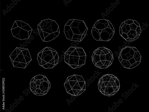 アルキメデスの立体13セット（黒背景）archimedes' solid 13set Black