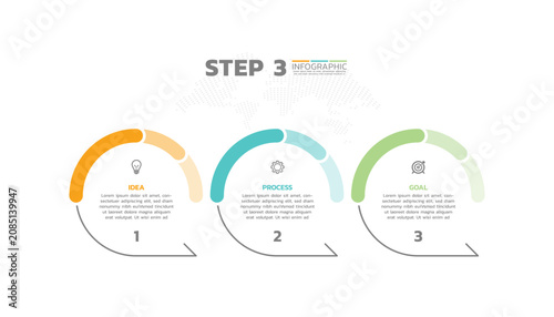 Presentation business abstract background infographic template colorful step 3