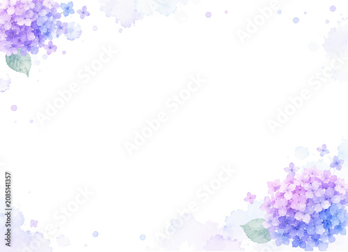 Canvastavla 紫陽花が配置された優しい色使いの梅雨のフレームイラスト　ベクター